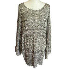 Venezia 18/20W stretchy heathered knit wide sleeved sweater wide waistband